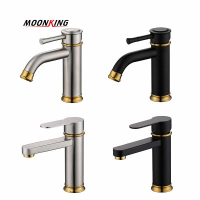 Health Faucet 304 Stainless Steel Faucet Brushed Or Black Or White Basin Lead Free Water Faucet Bathroom Black Tap